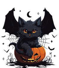 Cute Black Cat With Bat Wings Jack O Lantern Kitty Halloween T-Shirt