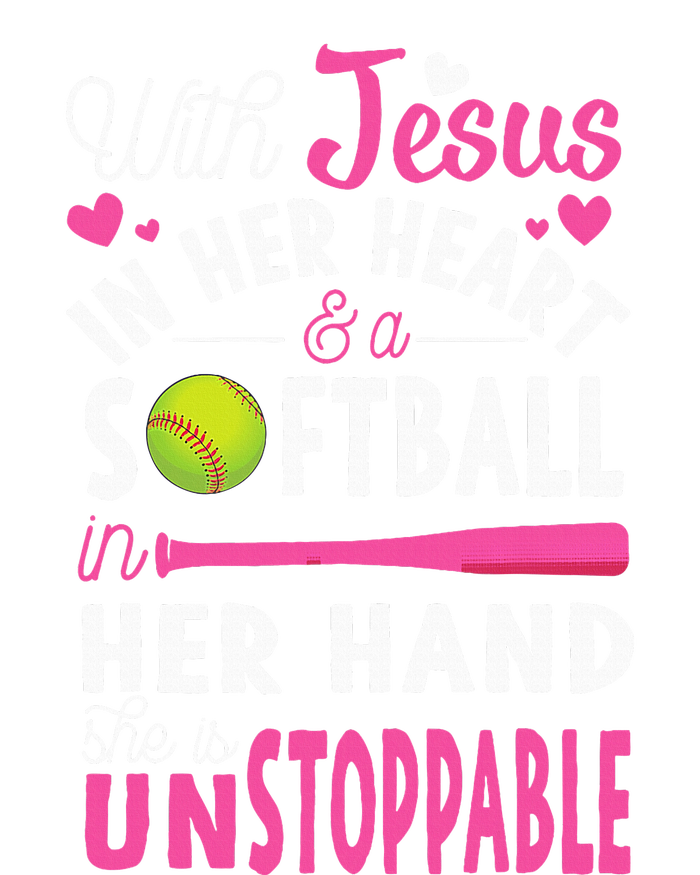 Jesus In Her Heart Softball Hand Funny Pitcher T-Shirt