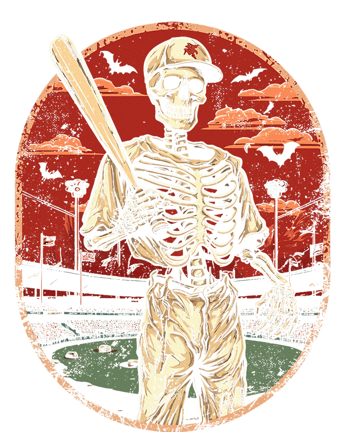 Spooky Creepy Vintage Baseball Skeleton Halloween T-Shirt