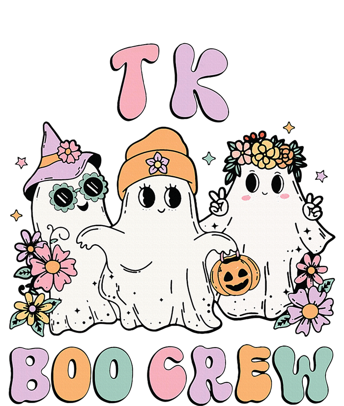 Tk Boo Crew Retro Groovy Halloween Floral Ghost Tk Teacher T-Shirt