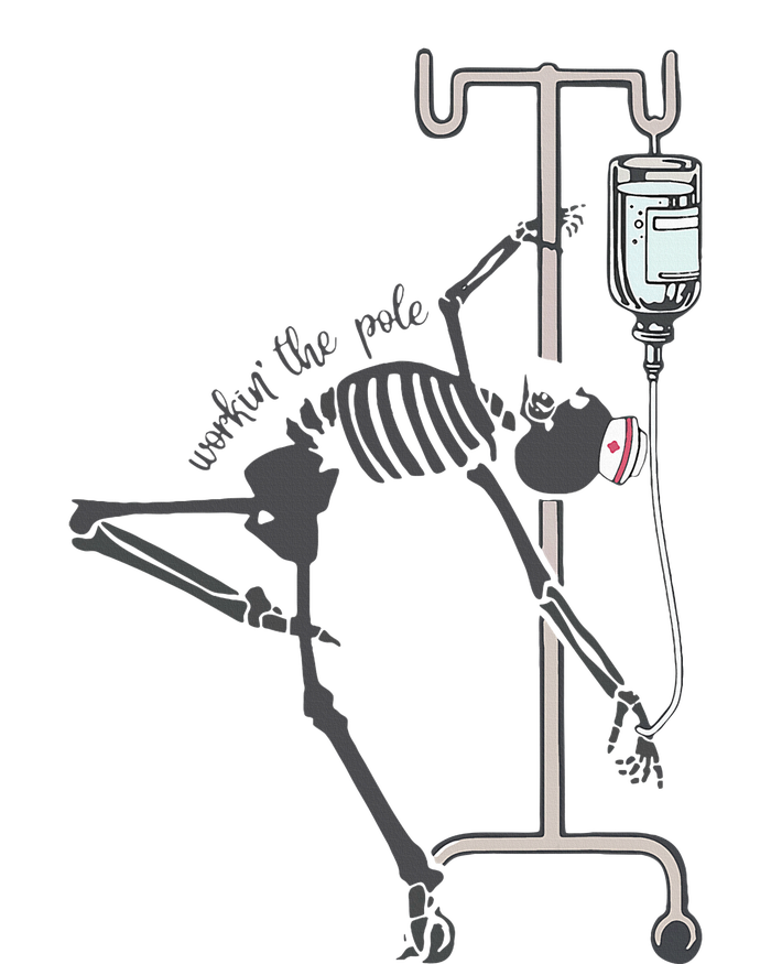 Working The Pole Funny Nurse Dancing Skeleton Halloween Cute T-Shirt