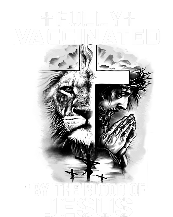 Lion Jesus Cross Fully Vaccinated By The Blood Of Jesus Short Acrylic Beanie