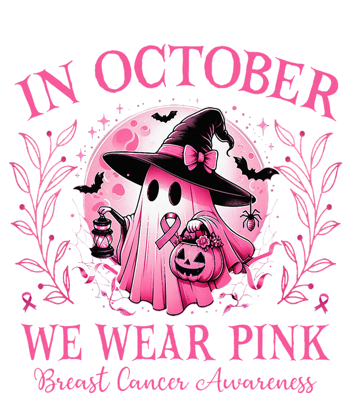 In October We Wear Ghost Witch Breast Cancer Halloween T-Shirt