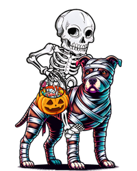 Skeleton Riding Mummy Pitbull Dog Halloween Funny Pumpkin Women's T-Shirt