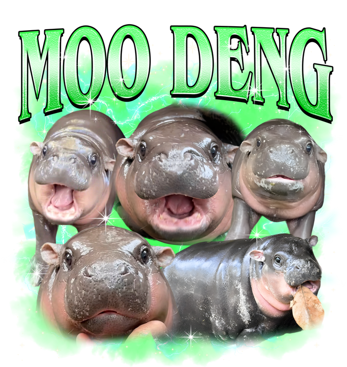 Green Moo Deng Meme Hippo T-Shirt