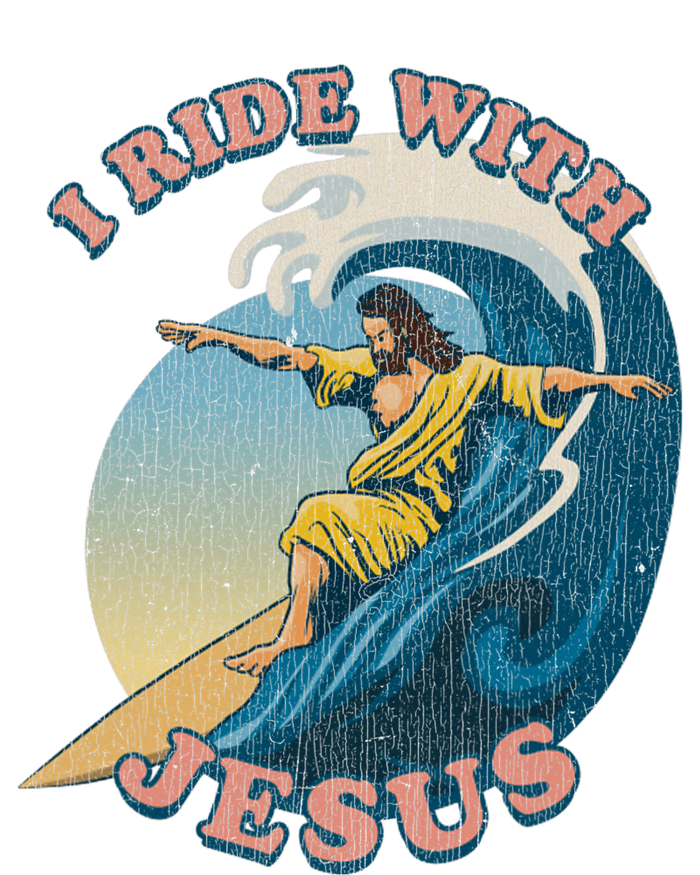 Vintage I Ride With Jesus Surfing Jesus T-Shirt