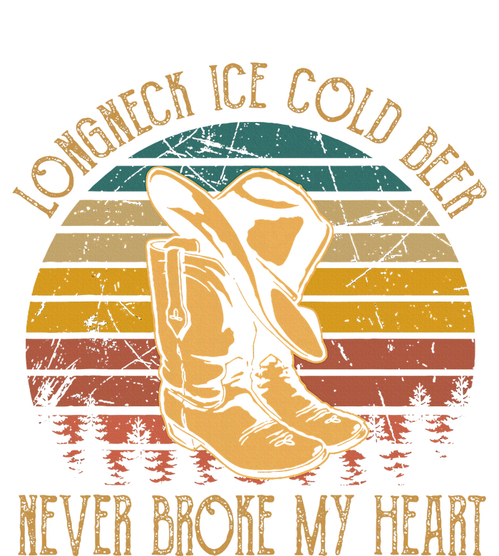 Long Neck Ice Cold Beer Never Broke My Heart Cowboy Boot Hat T-Shirt