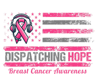 Dispatcher Breast Cancer Awareness Ribbon American Flag Women's Racerback Tank