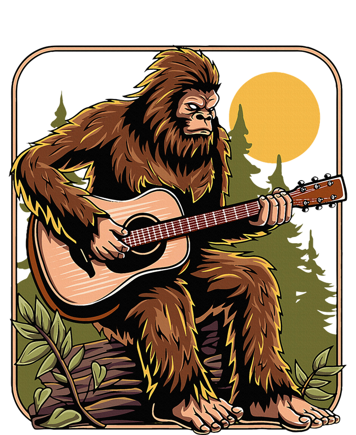 Bigfoot Sasquatch Playing Acoustic Guitar Guitarist Women's Racerback Tank