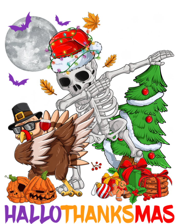 Dabbing Skeleton Turkey Christmas Tree Happy Hallothanksmas Gift Stripe Pom Pom Beanie