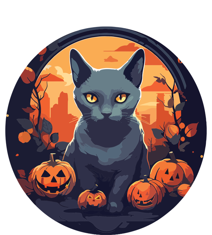 Russian Blue Cat Halloween Pumpkin Love Cats Adult ChromaSoft Performance T-Shirt