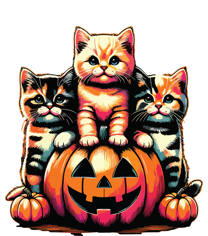 Vintage 90s Cats Kittens Pumpkin Halloween Spooky Season T-Shirt