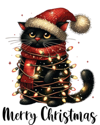 Merry Christmas Black Cat Santa Hat Xmas Tree Light T-Shirt