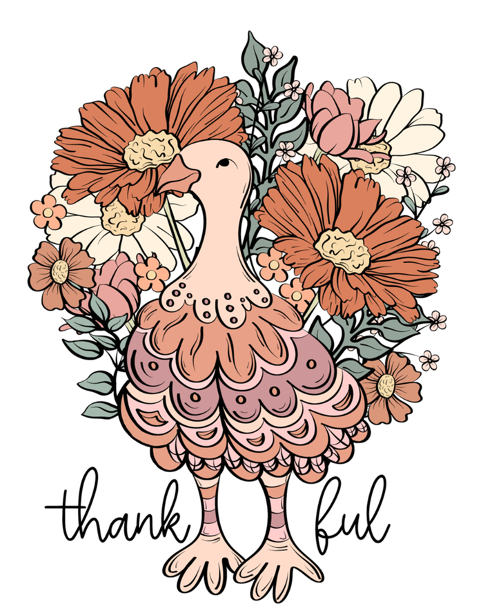 Floral Turkey Thankful Thanksgiving Flowers Gobble Gobble Gift T-Shirt