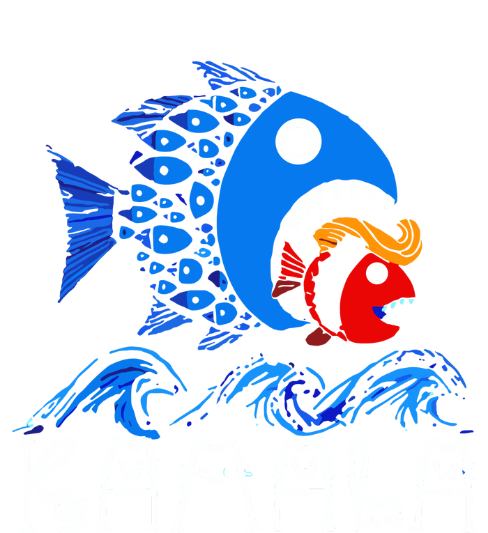 Blue Wave Big Fish Eats Small Fish Kamala T-Shirt