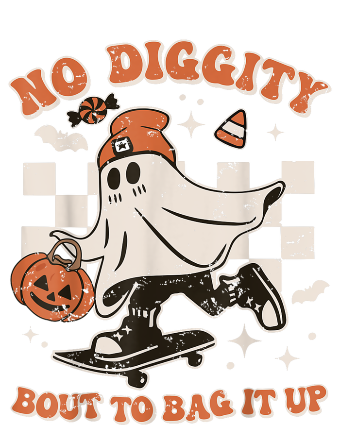 Retro Halloween Ghost No Diggity Bout To Bag It Up Flexfit Unipanel Trucker Cap