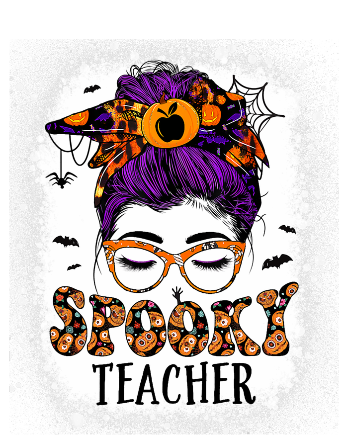 Spooky Teacher Women Messy Bun Bleached Halloween Teachers Snapback Five-Panel Rope Hat