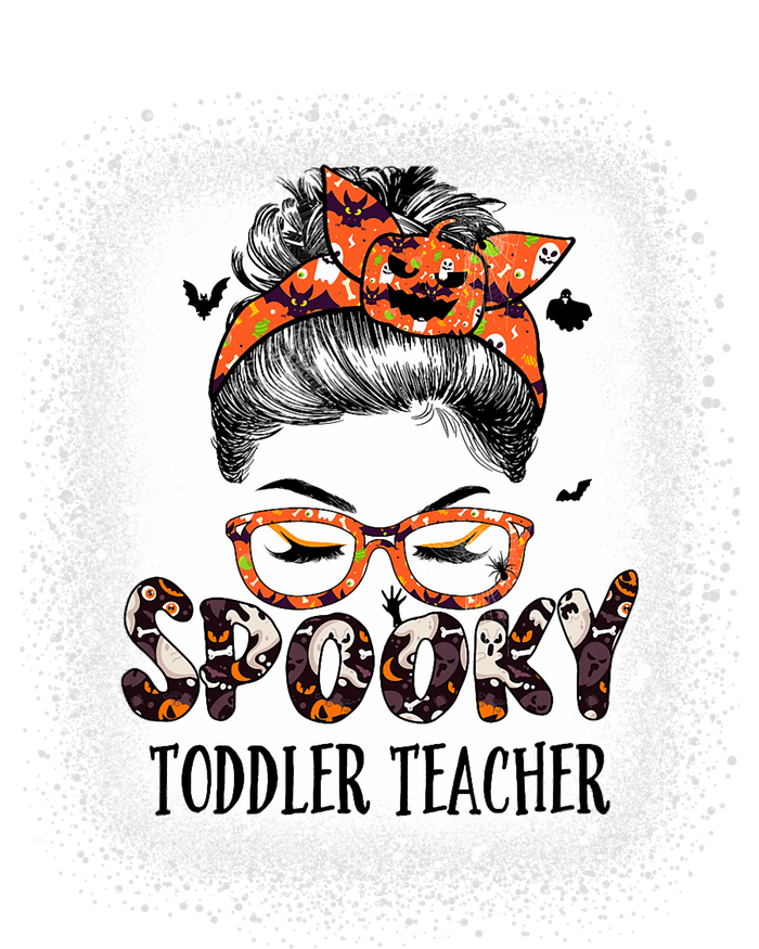 Messy Bun Spooky Teacher Bleached Halloween Bat T-Shirt