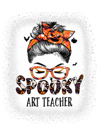 Messy Bun Spooky Art Teacher Bleached Halloween Pumpkin Short Acrylic Beanie