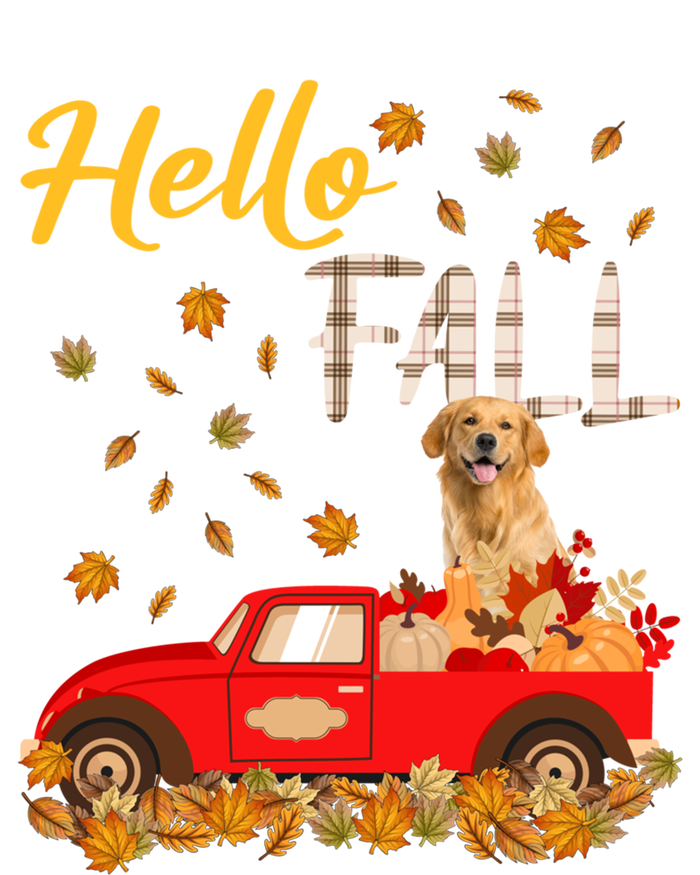 Hello Fall Golden Retriever Leaf Autumn Red Truck Dog Lover Gift Full-Length Apron With Pockets