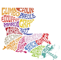 Louisiana State Map Mardi Gras Creole Cajun Culture T-Shirt