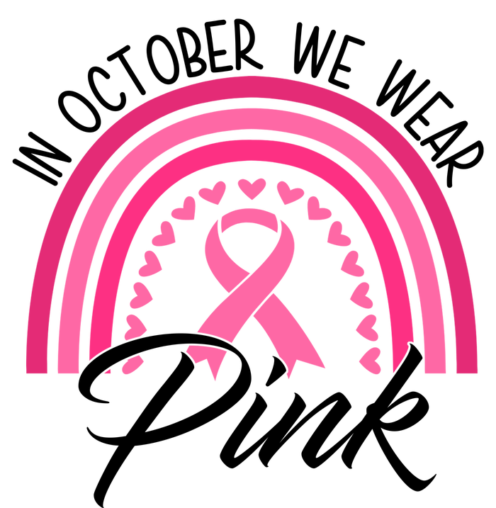 In October We Wear Pink Rainbow Ribbon Breast Cancer T-Shirt