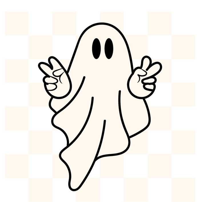 Cute Retro Ghost Peace Sign Halloween Canvas