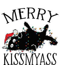 Merry Kissmyass Funny Christmas Cat Tangled In Lights T-Shirt