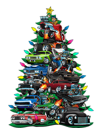 Car Madness Christmas Tree! Classic Muscle Cars And Hotrods Full-Length Apron With Pockets