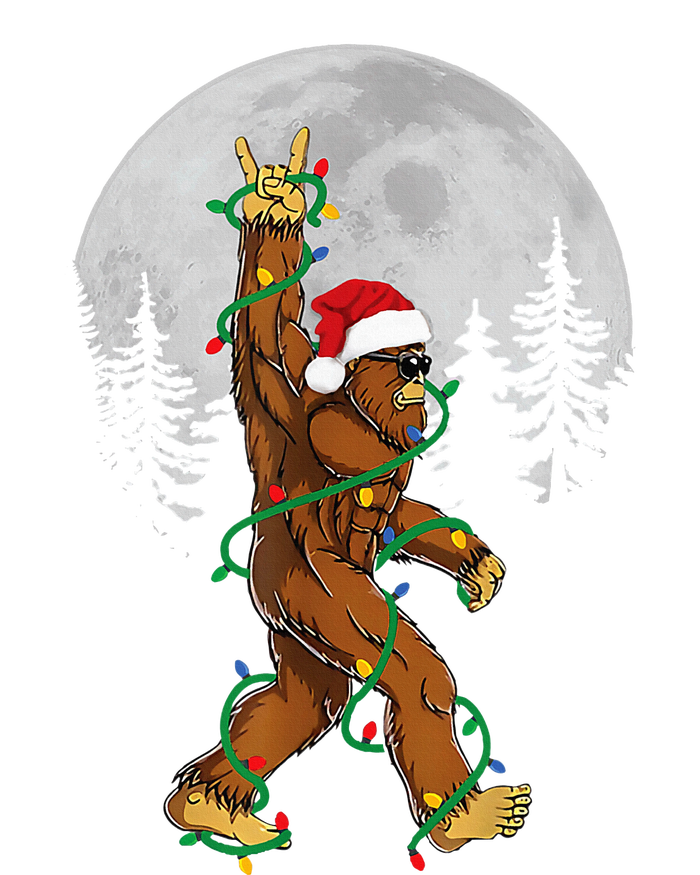 Bigfoot Santa Christmas Tree Lights Funny Xmas Sasquatch Women's V-Neck T-Shirt