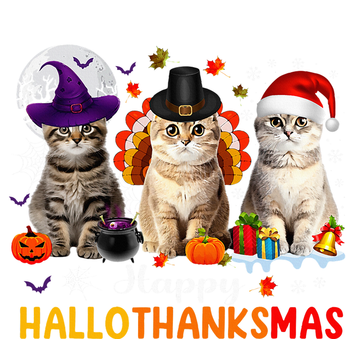 Happy Hallothanksmas Cats Halloween Thanksgiving Christmas T-Shirt