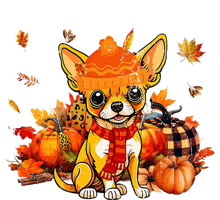 Chihuahua Dog Fall Scarf Leopard Pumpkins Autumn Leaves Yupoong Adult 5-Panel Trucker Hat