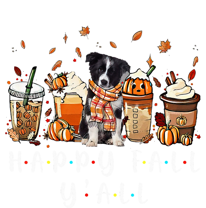 Happy Fall YAll Border Collie Dog Coffee Pumpkin Fall Kids Long Sleeve Shirt