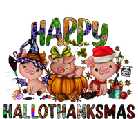 Happy Hallothanksmas Cute Pig Farm Animals Farmer Pig Lover Dry Zone Grid Polo