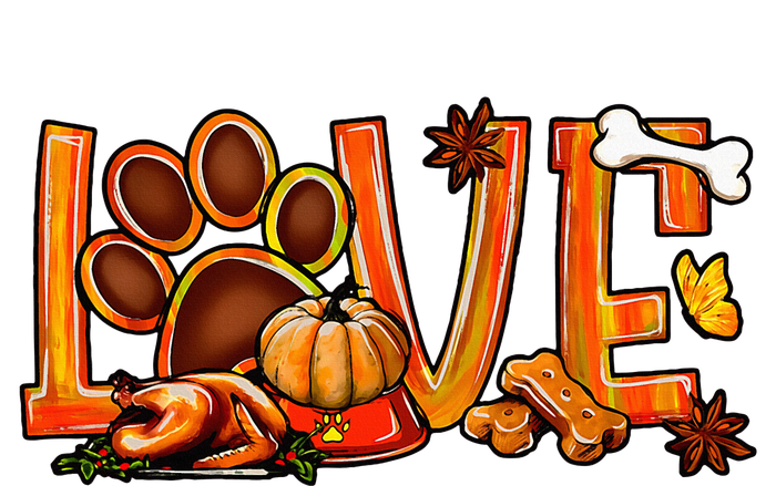 Love Dog Paw Print Turkey Pumpkin Fall Autumn Thanksgiving T-Shirt