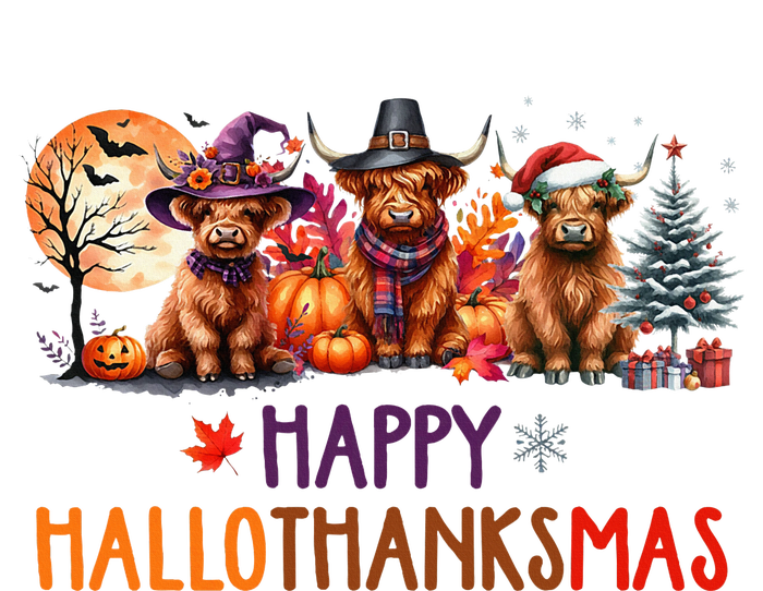 Highland Cow Halloween Christmas Thanksgiving Hallothanksmas T-Shirt