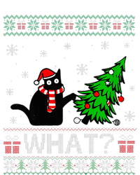 Cat What Funny Black Cat Pushing Christmas Tree Ugly Xmas T-Shirt