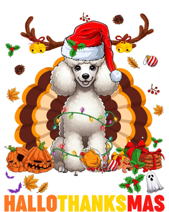 Funny Reindeer Santa Turkey Poodle Dog Happy Hallothanksmas Gift T-Shirt