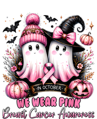 In October We Wear Ghost Witch Breast Cancer Awareness Full-Length Apron With Pockets