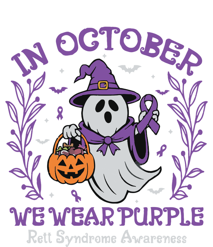 In October We Wear Purple Rett Syndrome Awareness Halloween Zip Tote Bag