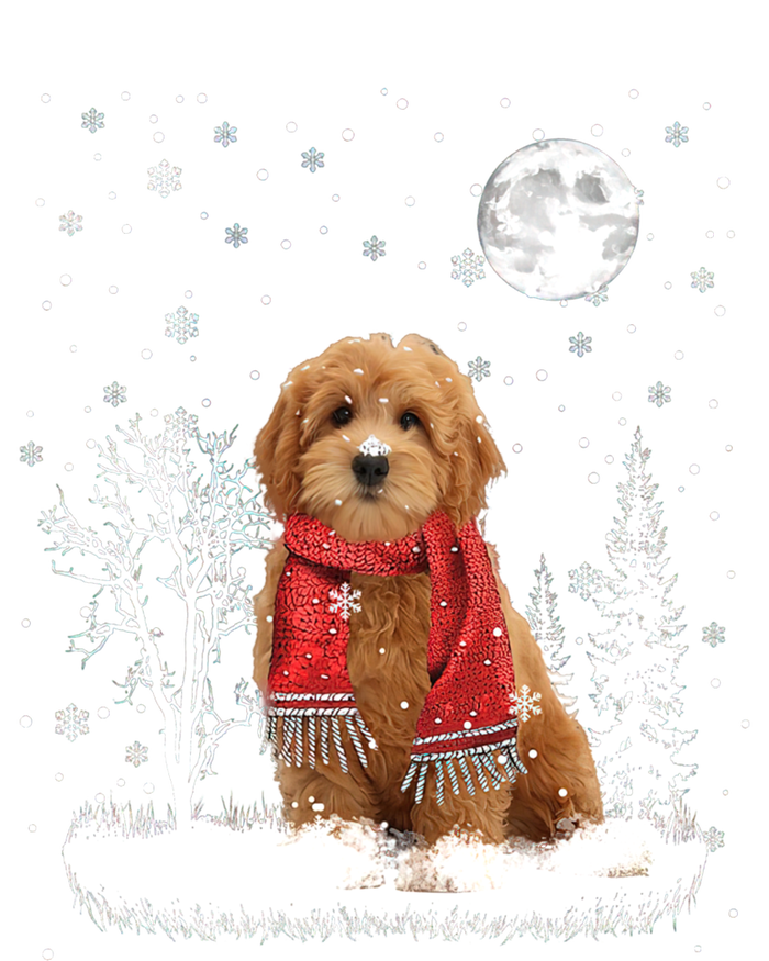 Goldendoodle Under Moonlight Snow Christmas Gift T-Shirt