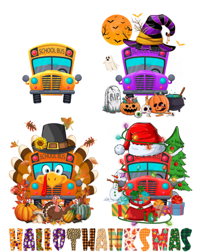 Funny School Bus Witch Turkey Santa Happy Hallothanksmas Gift T-Shirt