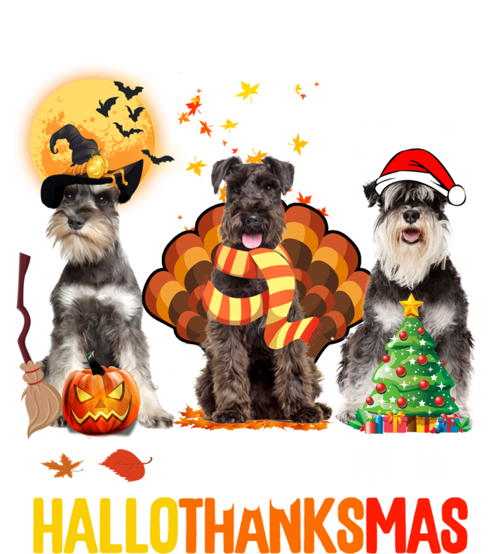 Schnauzer Happy Hallothanksmas Halloween Thanksgiving Xmas Cool Gift Pom Pom 12in Knit Beanie