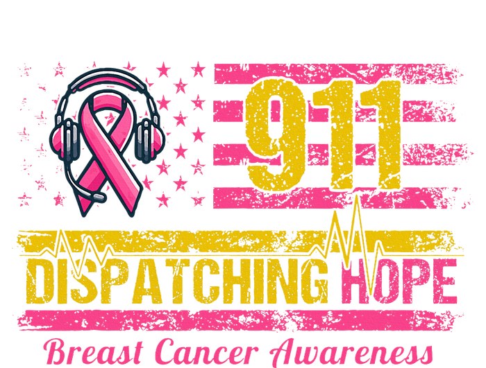 911 Dispatcher Breast Cancer Awareness American Flag T-Shirt