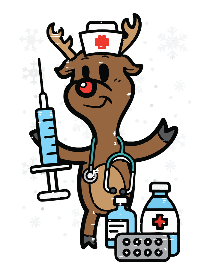 Christmas Nurse Reindeer Funny Xmas Nursing Scrub Top Women V-Neck T-Shirt