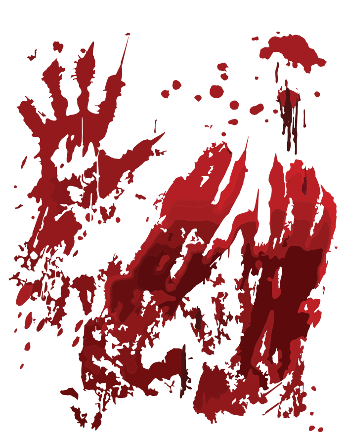 Bloody Halloween Blood Splatter Zombie Hand Graphic Women's V-Neck T-Shirt