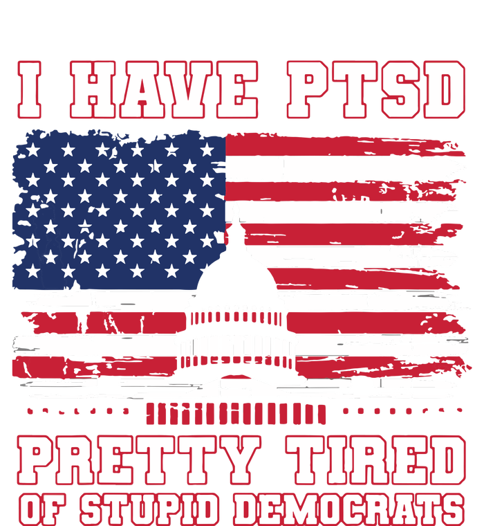 I Have Ptsd Pretty Tired Of Stupid Democrats Funny Politics Women's Long Sleeve Flannel Pajama Set 