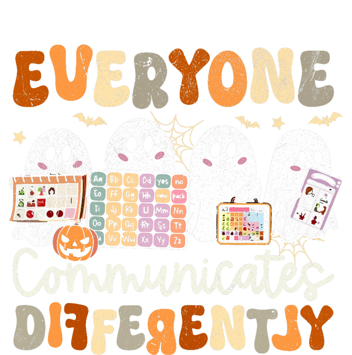 Everyone Communicates Differently Halloween Slp Sped Teacher Performance Long Sleeve Polo