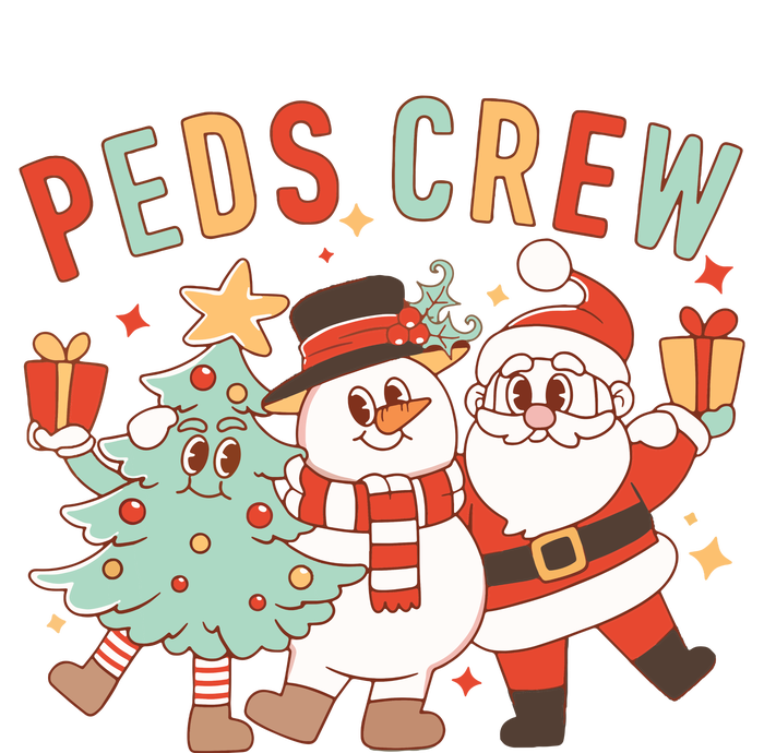 Retro Peds Crew Christmas Pediatric Nurse Nursing Group T-Shirt