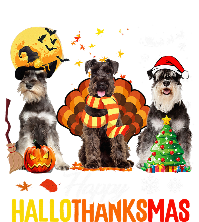 Schnauzer Happy Hallothanksmas Halloween Thanksgiving Xmas V-Neck T-Shirt